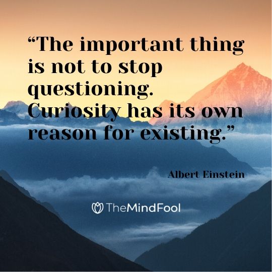 “The important thing is not to stop questioning. Curiosity has its own reason for existing.” - Albert Einstein