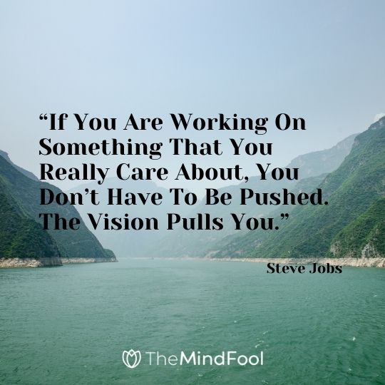 “If You Are Working On Something That You Really Care About, You Don’t Have To Be Pushed. The Vision Pulls You.” – Steve Jobs