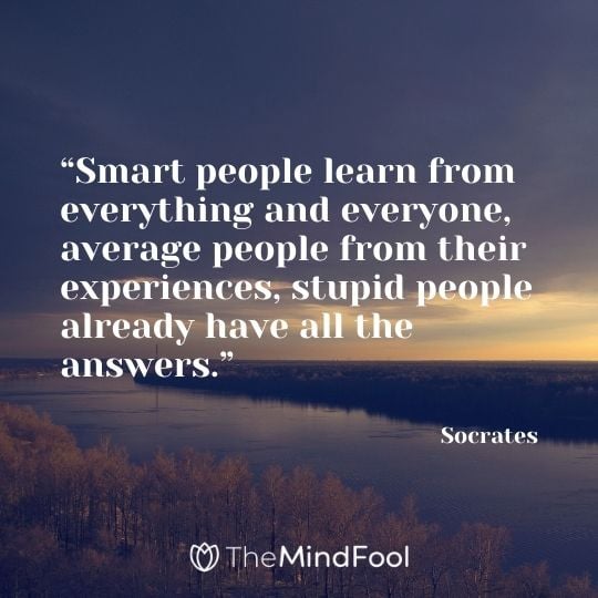 “Smart people learn from everything and everyone, average people from their experiences, stupid people already have all the answers.” – Socrates