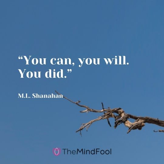 “You can, you will. You did.” ― M.L. Shanahan