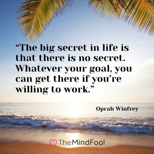 “The big secret in life is that there is no secret. Whatever your goal, you can get there if you’re willing to work.” – Oprah Winfrey