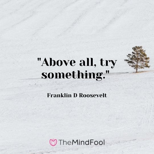 "Above all, try something." — Franklin D Roosevelt