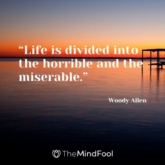 “Life is divided into the horrible and the miserable.” — Woody Allen