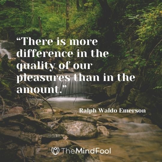 “There is more difference in the quality of our pleasures than in the amount.” – Ralph Waldo Emerson