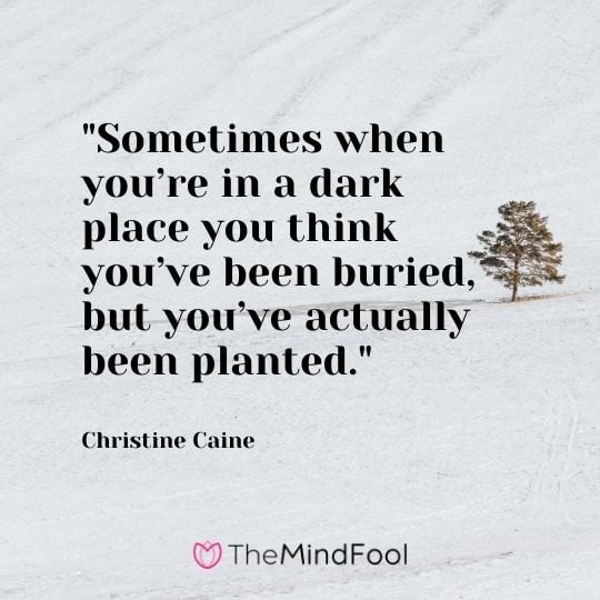 Sometimes when you’re in a dark place you think you’ve been buried, but you’ve actually been planted. – Christine Caine