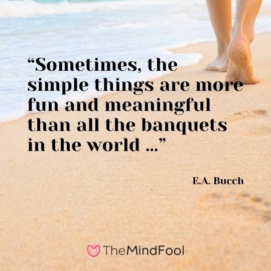 “Sometimes, the simple things are more fun and meaningful than all the banquets in the world …” ― E.A. Bucch