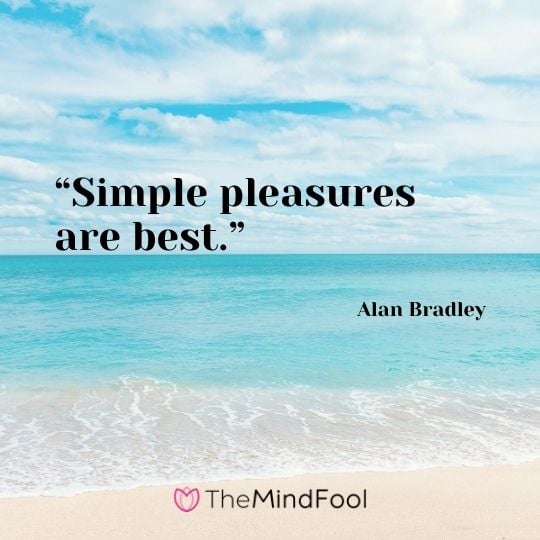 “Simple pleasures are best.” ― Alan Bradley