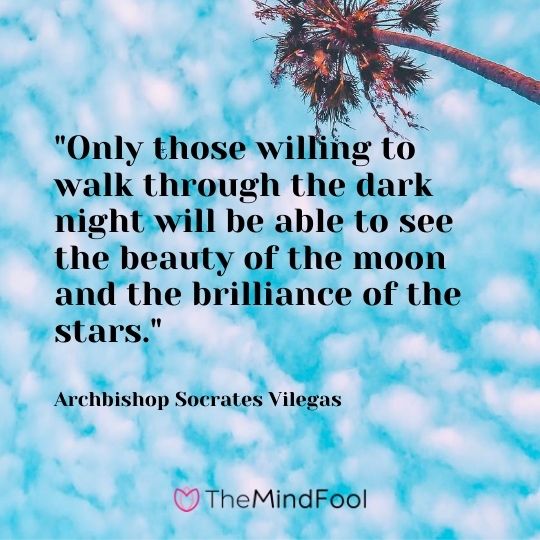 "Only those willing to walk through the dark night will be able to see the beauty of the moon and the brilliance of the stars." – Archbishop Socrates Vilegas