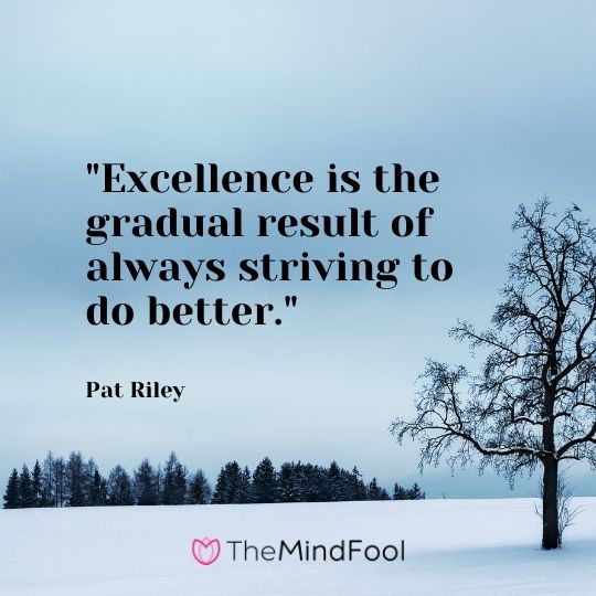 "Excellence is the gradual result of always striving to do better." — Pat Riley