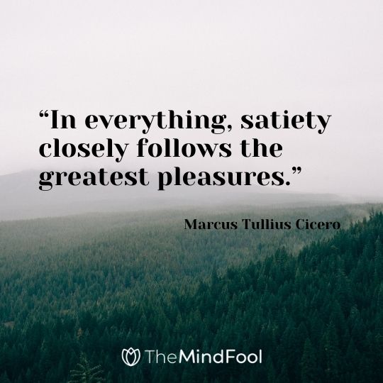 “In everything, satiety closely follows the greatest pleasures.” – Marcus Tullius Cicero