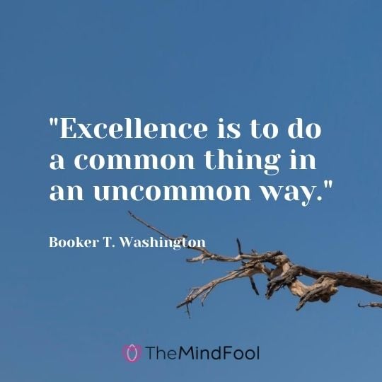 "Excellence is to do a common thing in an uncommon way." — Booker T. Washington