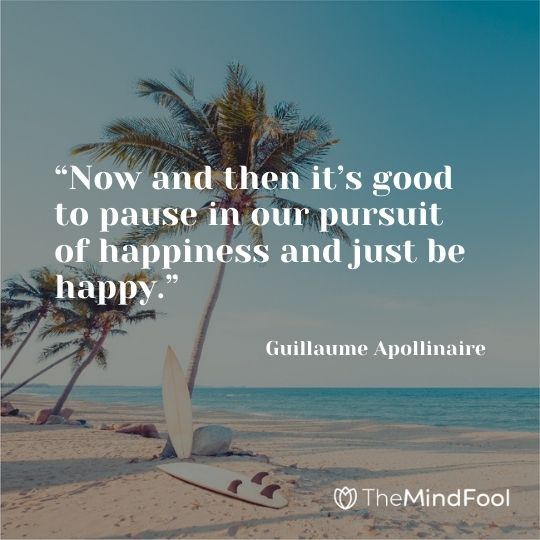 “Now and then it’s good to pause in our pursuit of happiness and just be happy.” – Guillaume Apollinaire