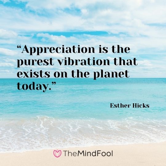 “Appreciation is the purest vibration that exists on the planet today.” – Esther Hicks