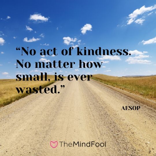 “No act of kindness. No matter how small, is ever wasted.” – AESOP