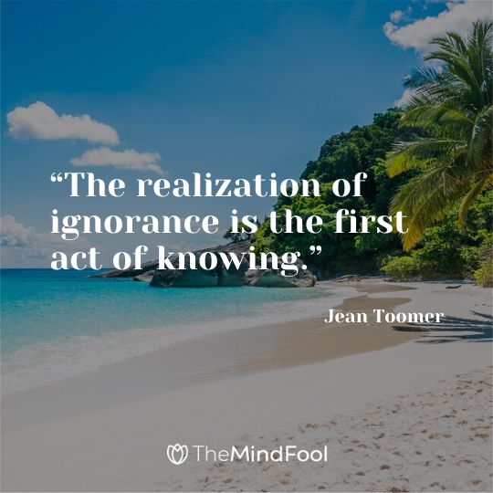 “The realization of ignorance is the first act of knowing.” – Jean Toomer