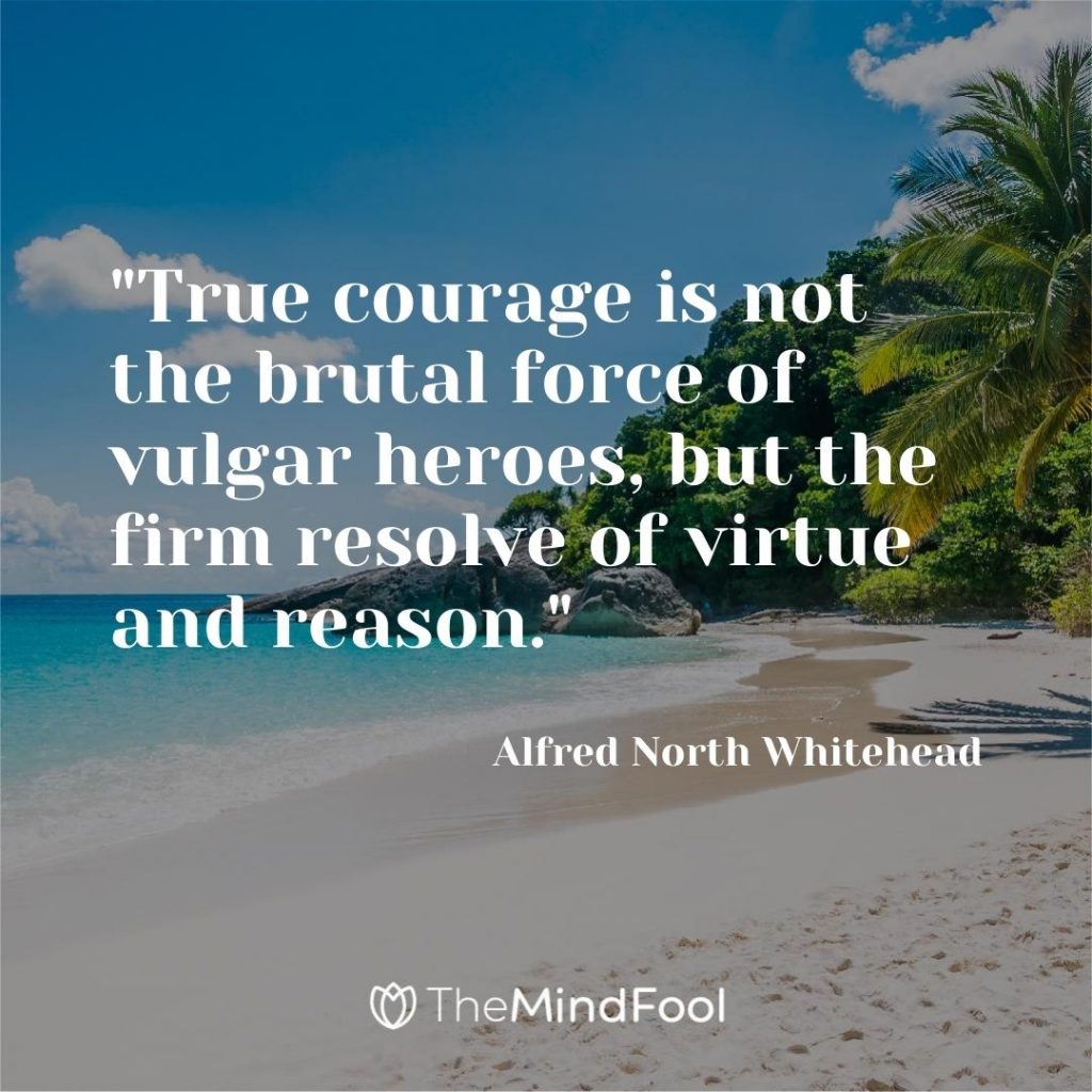 "True courage is not the brutal force of vulgar heroes, but the firm resolve of virtue and reason."- Alfred North Whitehead