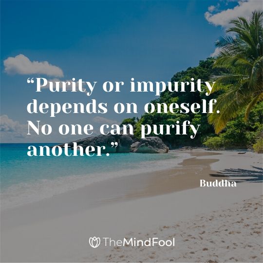 “Purity or impurity depends on oneself. No one can purify another.”  - Buddha