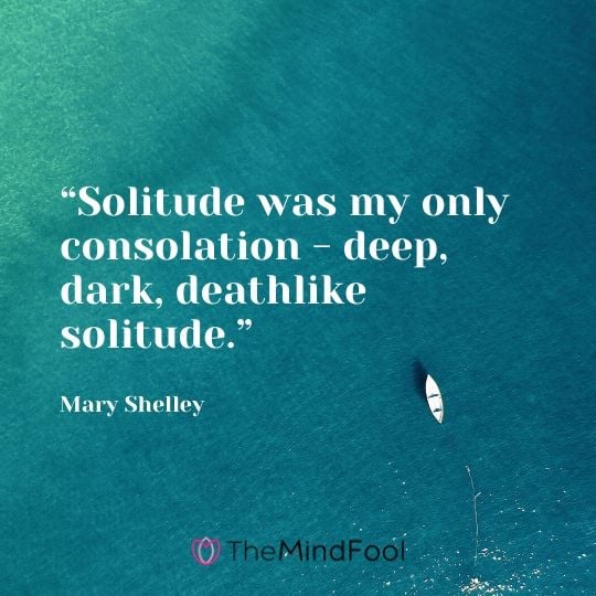 “Solitude was my only consolation - deep, dark, deathlike solitude.” - Mary Shelley