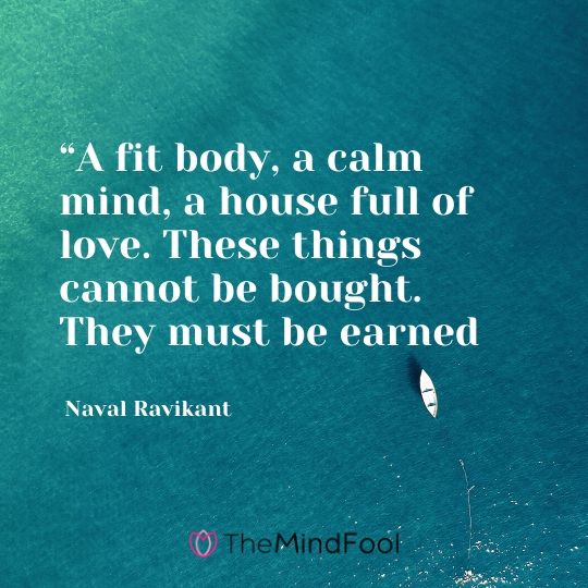 “A fit body, a calm mind, a house full of love. These things cannot be bought. They must be earned – Naval Ravikant