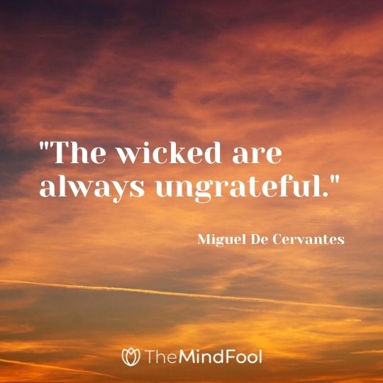 "The wicked are always ungrateful." - Miguel De Cervantes