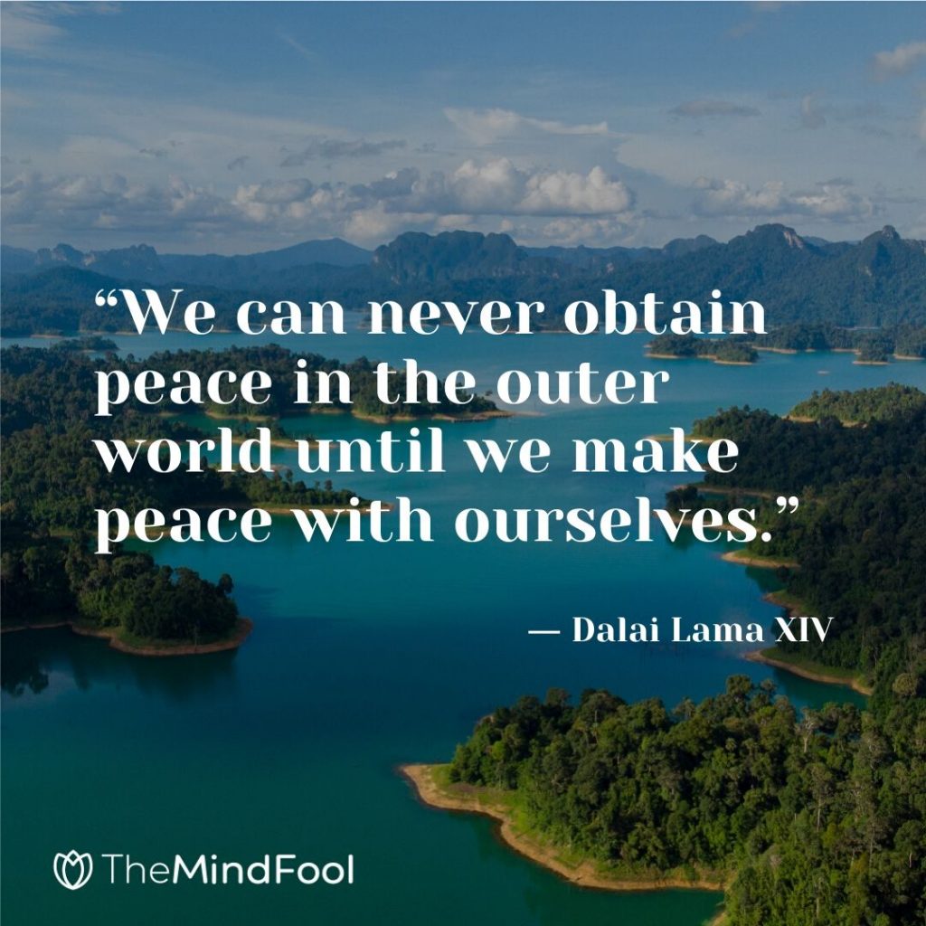 “We can never obtain peace in the outer world until we make peace with ourselves.” ― Dalai Lama XIV 