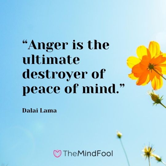 “Anger is the ultimate destroyer of peace of mind.” – Dalai Lama