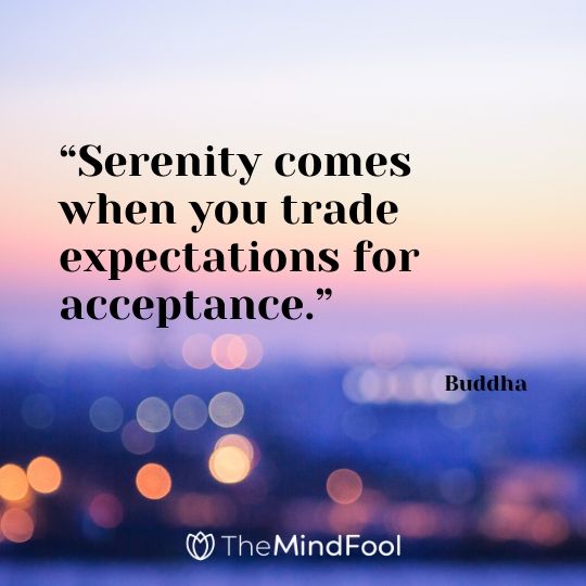 “Serenity comes when you trade expectations for acceptance.” – Buddha