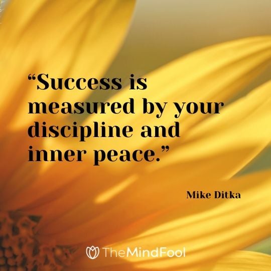 “Success is measured by your discipline and inner peace.” - Mike Ditka 