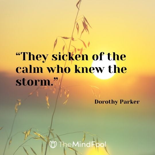 “They sicken of the calm who knew the storm.” – Dorothy Parker