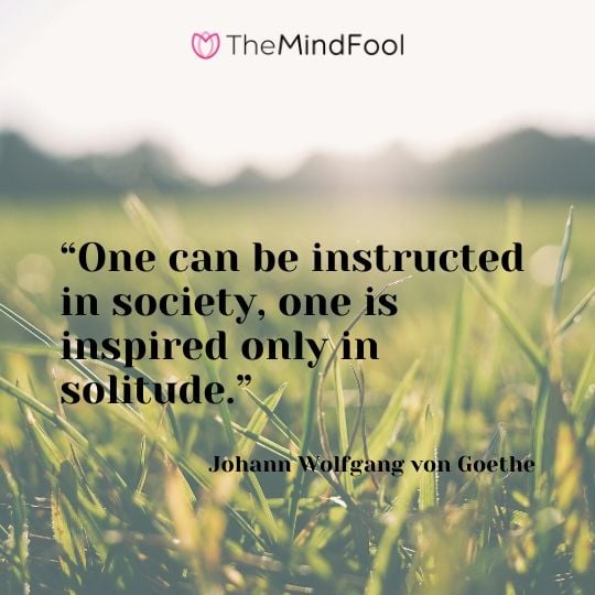 “One can be instructed in society, one is inspired only in solitude.” – Johann Wolfgang von Goethe