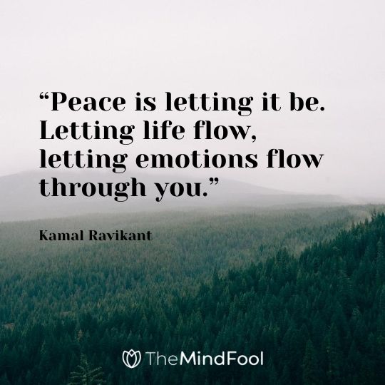 “Peace is letting it be. Letting life flow, letting emotions flow through you.” – Kamal Ravikant