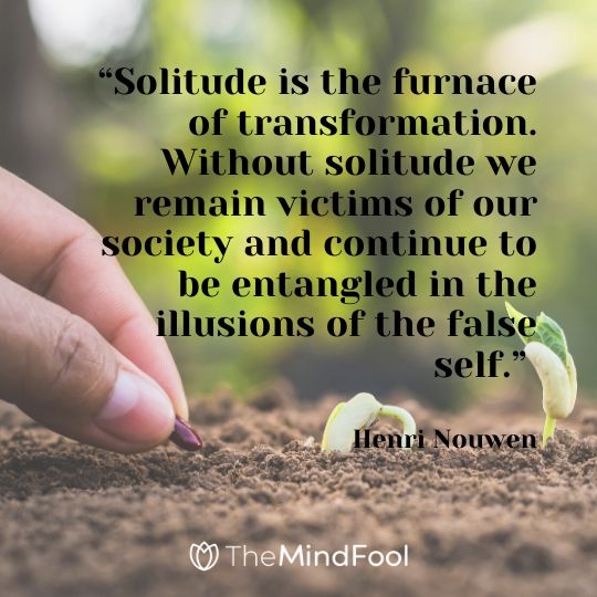 “Solitude is the furnace of transformation. Without solitude we remain victims of our society and continue to be entangled in the illusions of the false self.” - Henri Nouwen