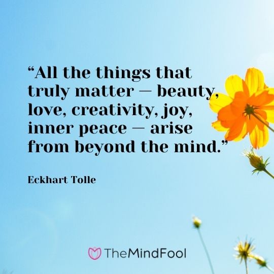 “All the things that truly matter — beauty, love, creativity, joy, inner peace — arise from beyond the mind.” - Eckhart Tolle