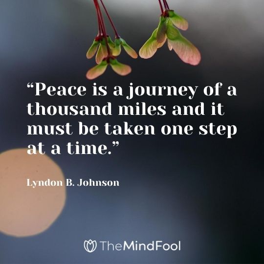 “Peace is a journey of a thousand miles and it must be taken one step at a time.” – Lyndon B. Johnson