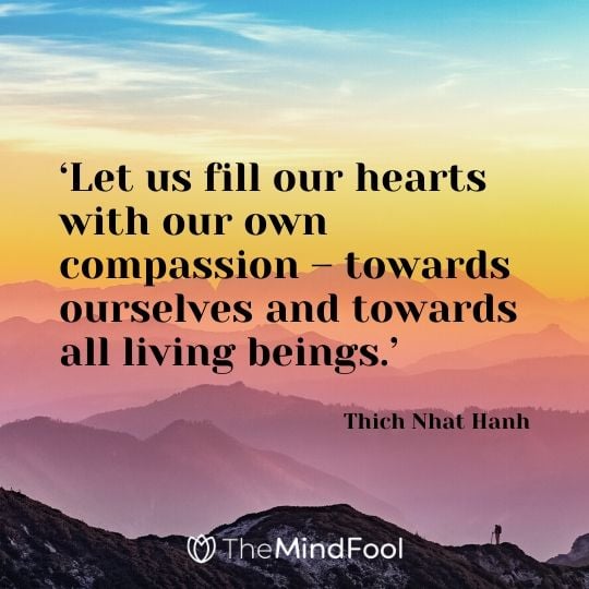 ‘Let us fill our hearts with our own compassion – towards ourselves and towards all living beings.’ – Thich Nhat Hanh