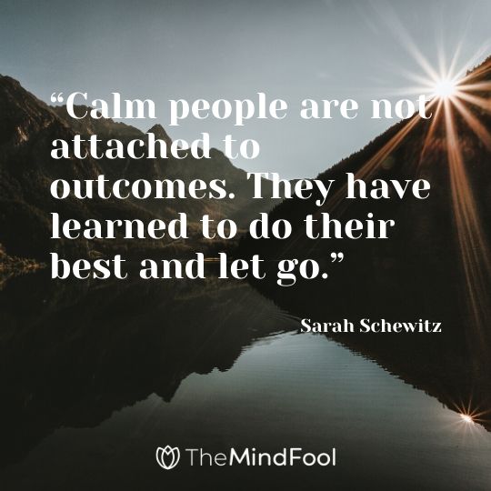 “Calm people are not attached to outcomes. They have learned to do their best and let go.” – Sarah Schewitz