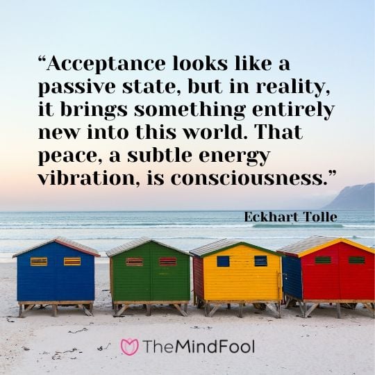 “Acceptance looks like a passive state, but in reality, it brings something entirely new into this world. That peace, a subtle energy vibration, is consciousness.” - Eckhart Tolle