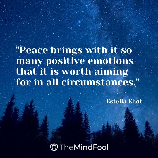 "Peace brings with it so many positive emotions that it is worth aiming for in all circumstances." - Estella Eliot