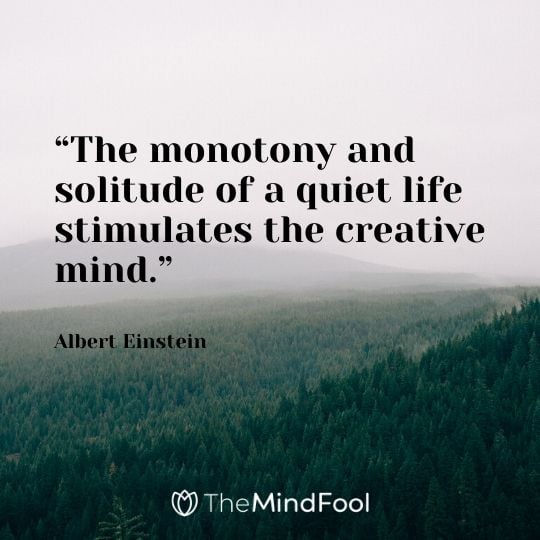 “The monotony and solitude of a quiet life stimulates the creative mind.” – Albert Einstein