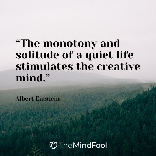 “The monotony and solitude of a quiet life stimulates the creative mind.” – Albert Einstein