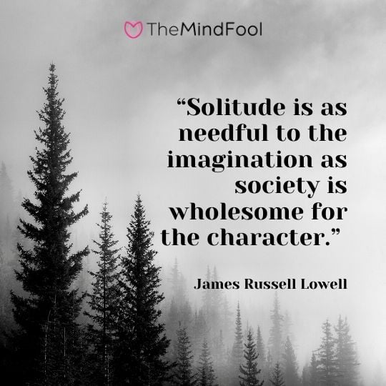 “Solitude is as needful to the imagination as society is wholesome for the character.” – James Russell Lowell