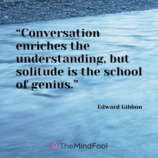 “Conversation enriches the understanding, but solitude is the school of genius.” – Edward Gibbon