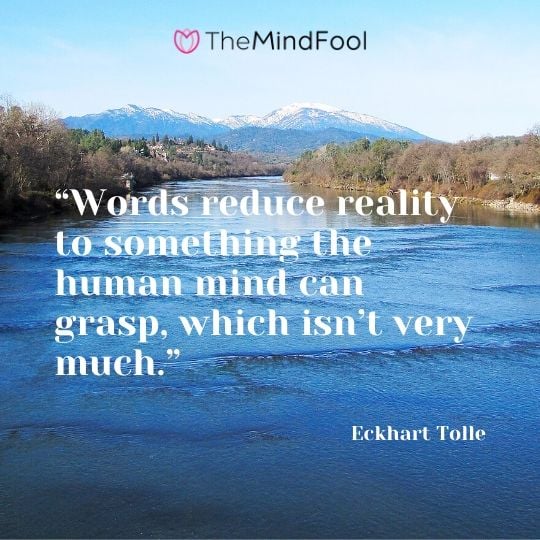 “Words reduce reality to something the human mind can grasp, which isn’t very much.” - Eckhart Tolle