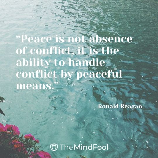 “Peace is not absence of conflict, it is the ability to handle conflict by peaceful means.” - Ronald Reagan