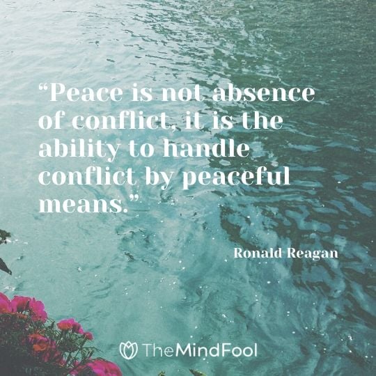 “Peace is not absence of conflict, it is the ability to handle conflict by peaceful means.” - Ronald Reagan