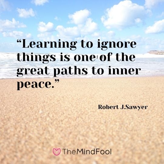 “Learning to ignore things is one of the great paths to inner peace.” – Robert J.Sawyer