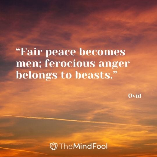 “Fair peace becomes men; ferocious anger belongs to beasts.” – Ovid