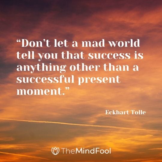 “Don’t let a mad world tell you that success is anything other than a successful present moment.” - Eckhart Tolle