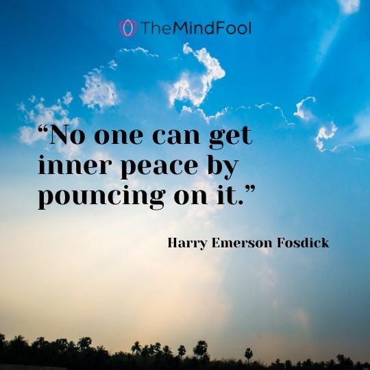 “No one can get inner peace by pouncing on it.” - Harry Emerson Fosdick 