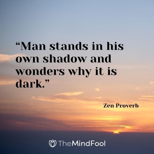 “Man stands in his own shadow and wonders why it is dark.” - Zen Proverb